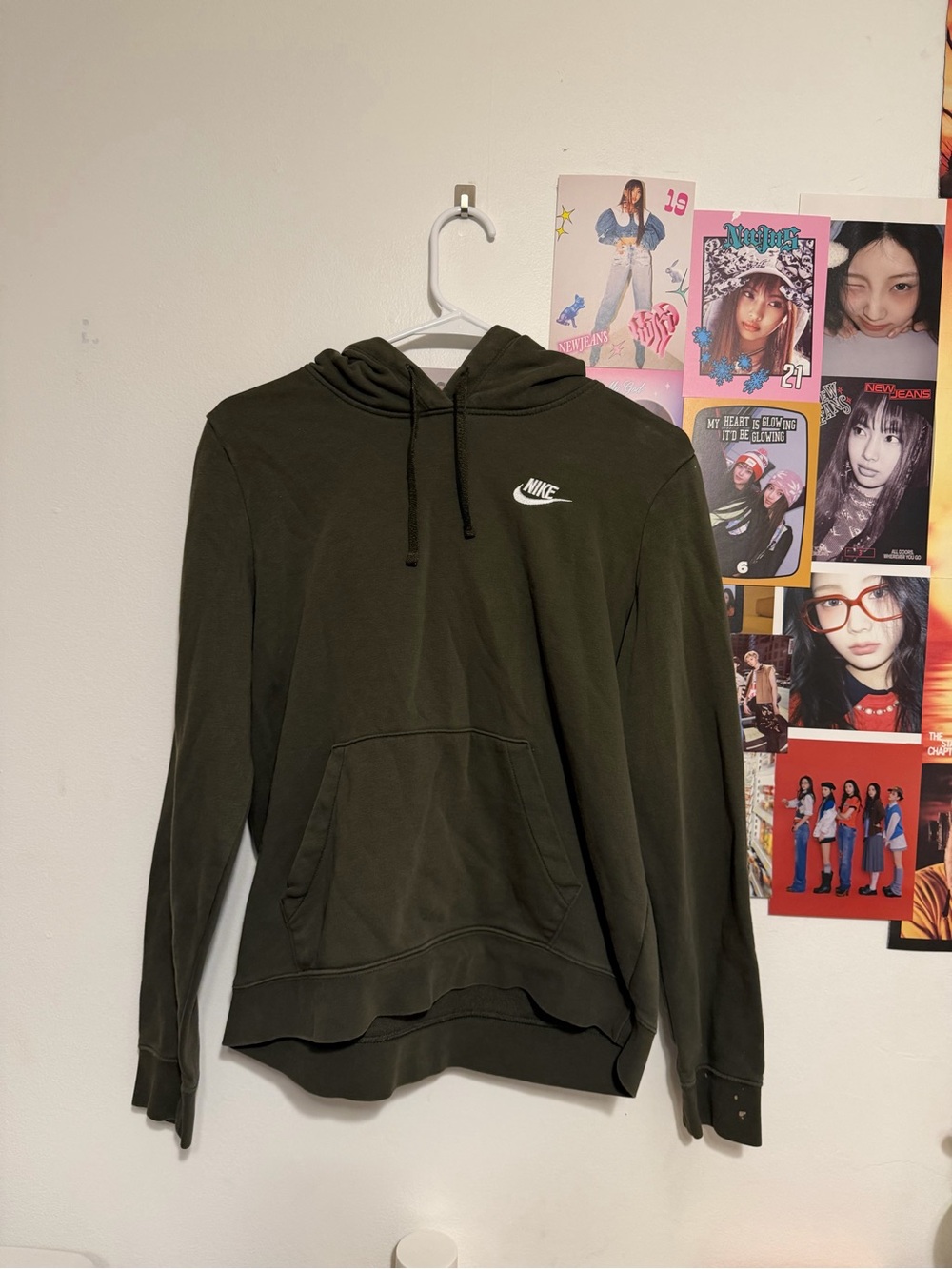 Nike Olive Green Hoodie with White Swoosh